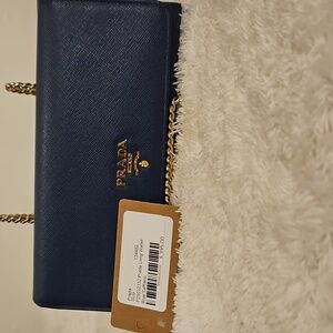 Prada Blue Saffiano Leather Wallet